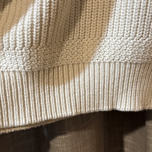 VINTAGE Eddie Bauer Sweater Henley Cream Ribbed Fisherman Crewneck Knit 80s - Picture 4 of 8